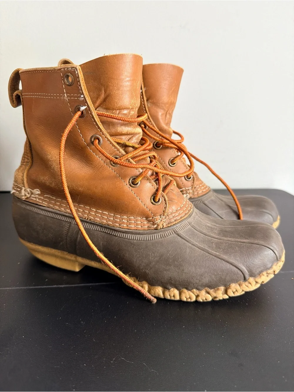 Brown Leather & Rubber Lace-Up womens Duck Boots